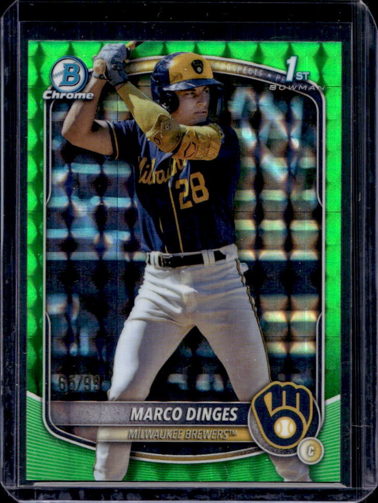 2025 Bowman Chrome Marco Dinges Green Geometric Refractor 1st Prospect #66/99