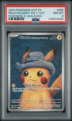 2023 POKEMON SVP EN-SV BLACK STAR PROMO #085 PIKACHU WITH GREY FELT HAT PSA 8