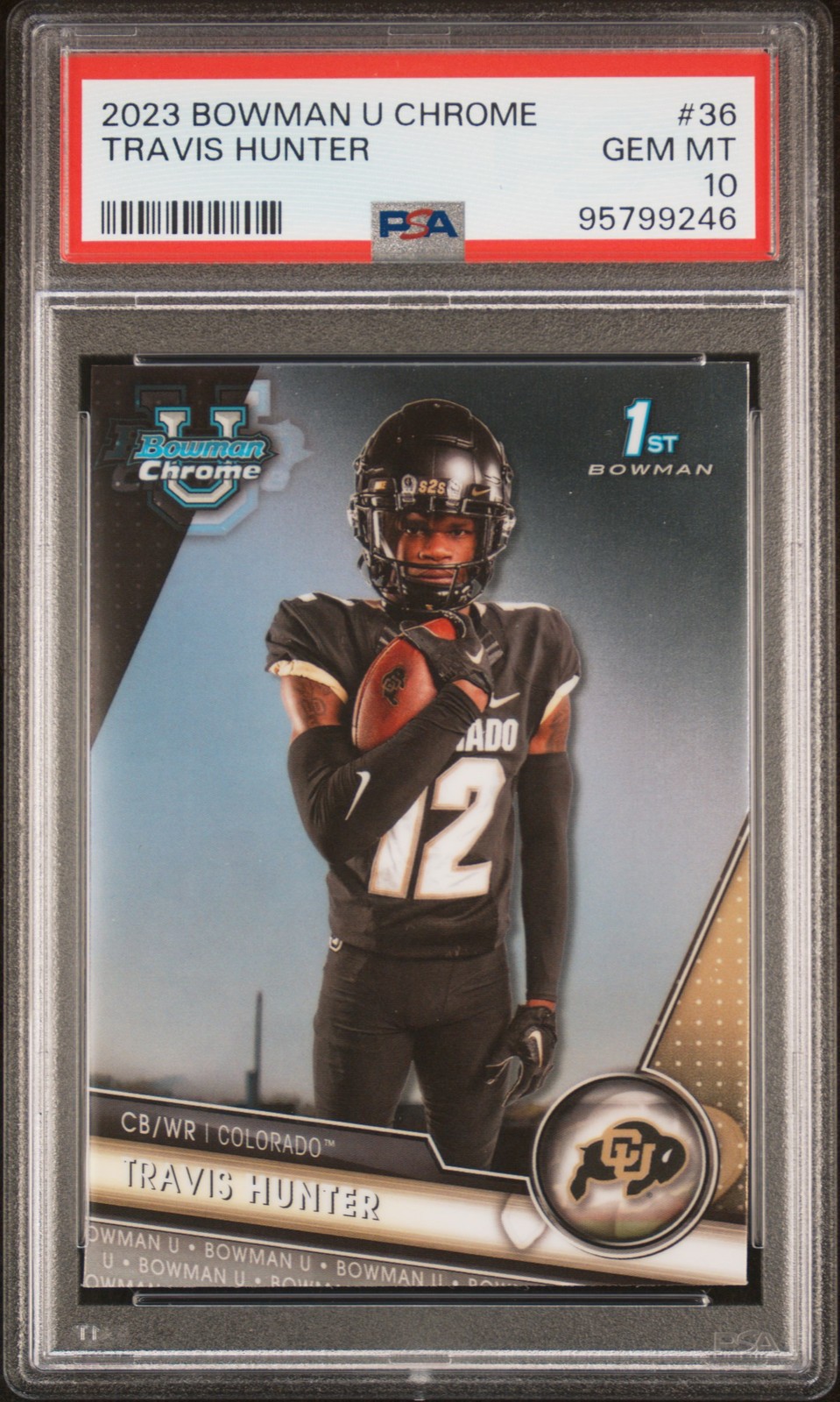 2023 BOWMAN UNIVERSITY CHROME #36 TRAVIS HUNTER PSA 10
