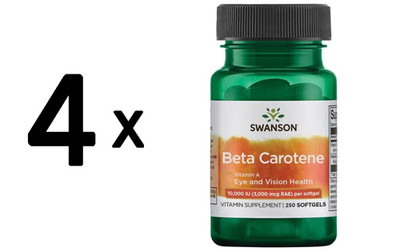 4 x Swanson Beta-Carotene (Vitamin A), 5000 IU - 250 softgels (41,99 EUR/kg)