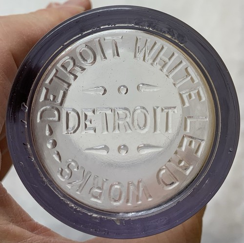 Advertising Detroit MI White Lead Works Chemicals & Paint Embossed Glass Bottle - Picture 1 of 8