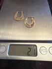 14k Solid Yellow Gold Filigree Lace Design Hoop Earrings - NOT SCRAP Weight 2.1g — photo 9