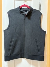 Murano Men s L Casual Stretch Knit vest jacket W Full Zipper Dark Gray Soft Warm