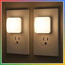 Plug In Night Light Dusk Dawn Sensor Warm White 2 Pack Automatic