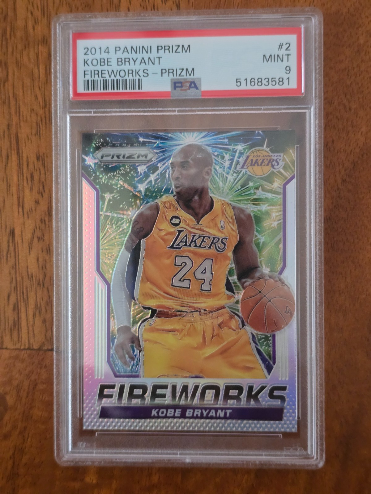 2014 PANINI PRIZM KOBE BRYANT (FIREWORKS-PRIZM) #2 LAKERS PSA 9 LOW POP