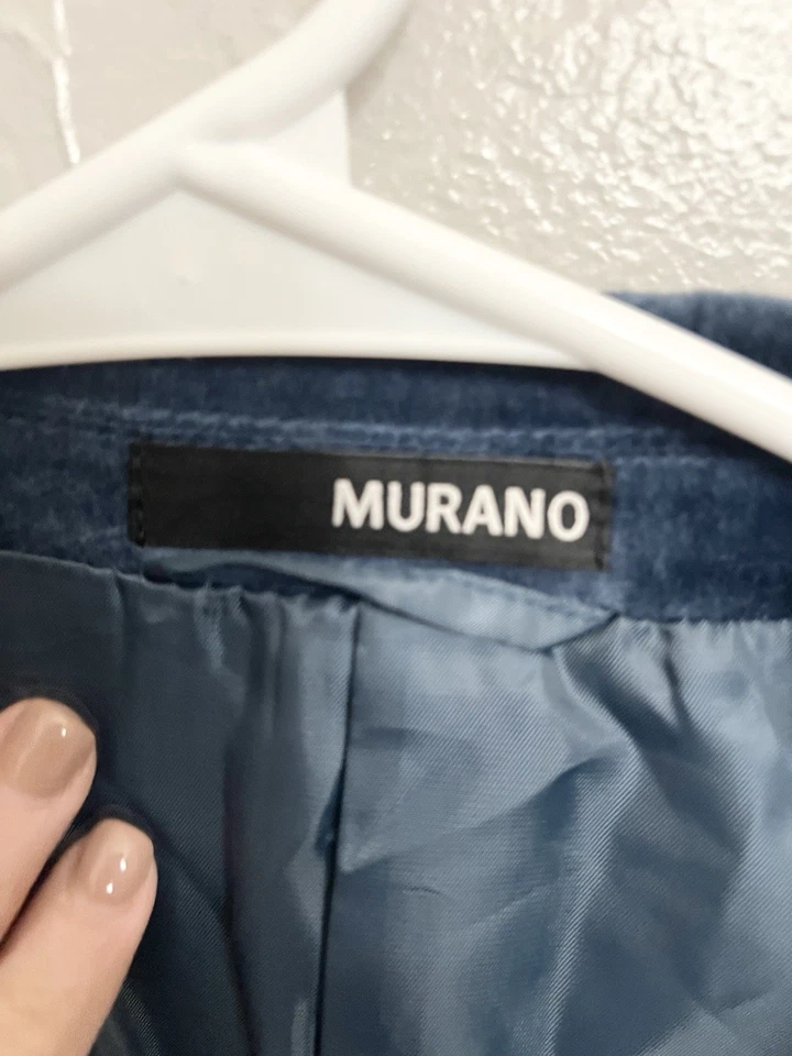 Blazer de terciopelo de Murano abrigo deportivo chaqueta de 2 botones talla grande azul formal boda Foto 3 de 4