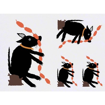 4 x Temporäre Tattoos/Transfers ''Hund hat Würstchen gestohlen'' (TO00084224)
