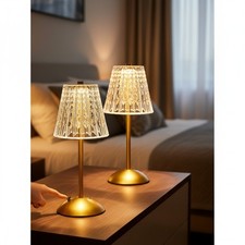 Stylish Dimmable Crystal Lamps Set of 2   Cordless Table Lighting for Any Room