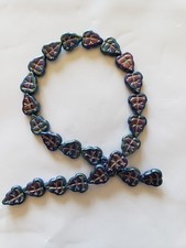 Czech Glass Beautiful Leaf Beads Iris Blue 24 Piece D11