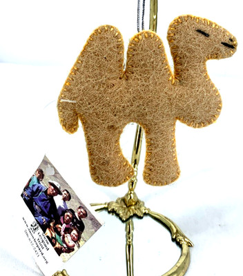 Felted Wool Animal Christmas Ornaments Camels Lot of 2 Hand Crafted 4'' Tall