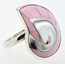925 sterling silver Shell dress RING, ring size P 1/2 expandable