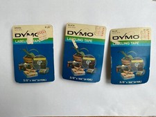 3 Vintage Dymo Labeling Tape Cartridges 3/8 New Old Stock- Black, Green  Blue