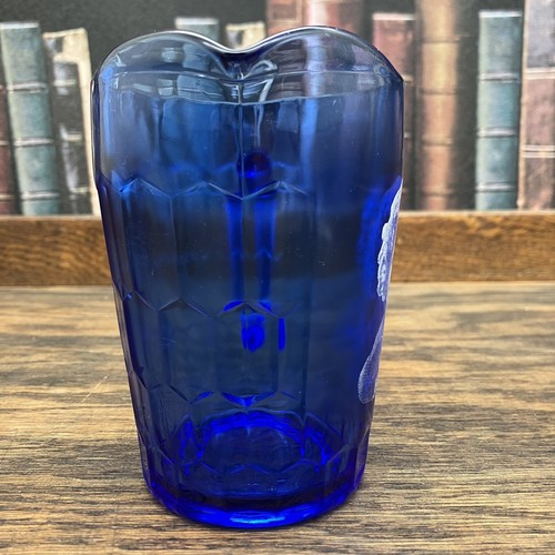 Vtg cobalt blue Shirley Temple creamer pitcher hazel atlas - Picture 4 of 9