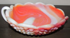1.75" x 5.5" x 6" Orange White Swirl Hobnail MCM Ceramic Candy Nut Trinket Dish — photo 1
