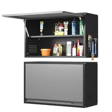 Wall Mounted Metal Storage Cabinet Garage w Adjustable Shelf, Metal Wall Cabinet