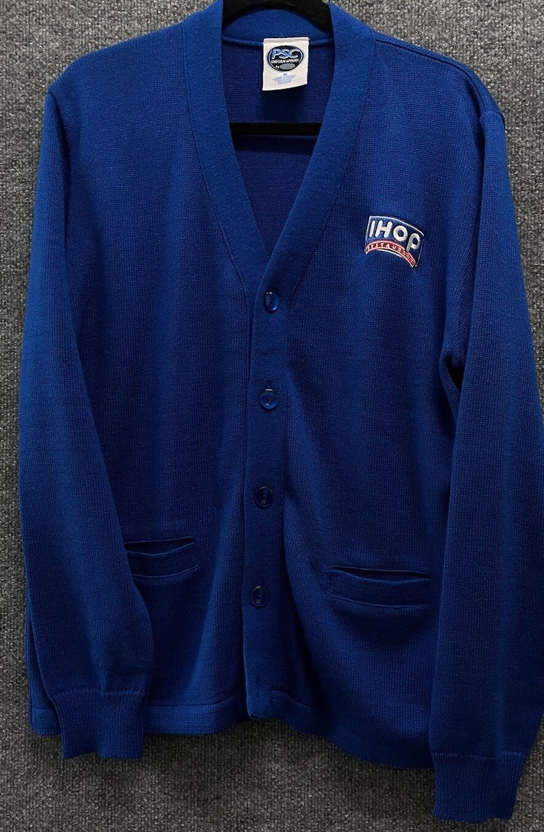 Women ihop Sweater Employee Uniform Cardigan Blue Heavy Duty