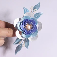 Wrapped Flower Hair Clip with Antique Headpiece, Handmade Flower Hair Accessory
