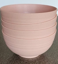 Four (4) ~ Natural ~ Organic ~ Wheat Straw Fiber ~ PINK Speckled ~ 24 Oz. Bowls