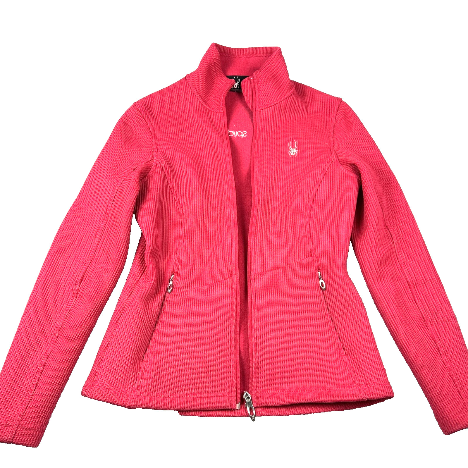 Spyder Sweater Womens Medium Pink Solid Core Gorpcore Full Zip Mock Outdoor