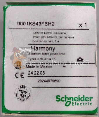 New Schneider Electric 9001KS43FBH2 Selector Switch 3-position - Free Shipping