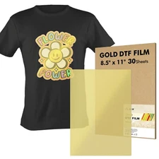 A-SUB DTF Film 8.5x11 Gold Direct to Film Sublimation Paper for Dark Fabrics