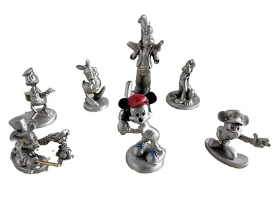 Lot Of 7 Walt Disney Hudson Pewter Figurines MICKEY GOOFY PLUTO