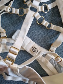 Bordelle Ivory Adjustable Bondage Shelf Bra Medium NWT