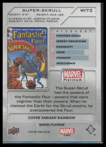 2023 Upper Deck Marvel Platinum Super-Skrull SP Cover Variant Rainbow Refractor - Picture 2 of 2