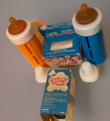  Vtg Evenflo Disposable Toss'ems Baby Bottles 1970s DropIn Nurser Set RARE  