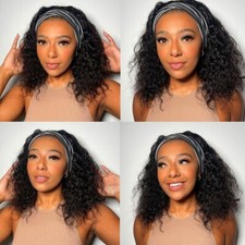 Headband Wig Human Hair Kinky Curly Glueless Full Machine Made Brazilia