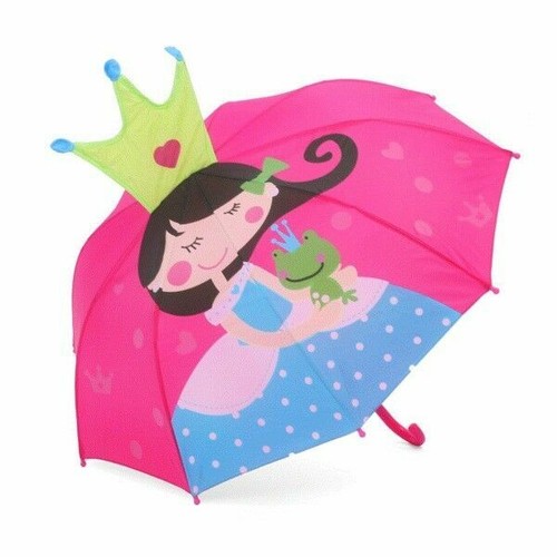 Kids Girls Boy Novelty Cartoon 3D Pop-up Ear Dome Hook Umbrella Rain Brolly Gift - Picture 22 of 25