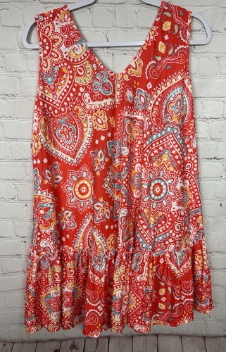 LILY BY FIRMIANA BOHO oversized WEARABLE ART ruffle sleeveless dress sz M, NWT - Picture 5 of 5