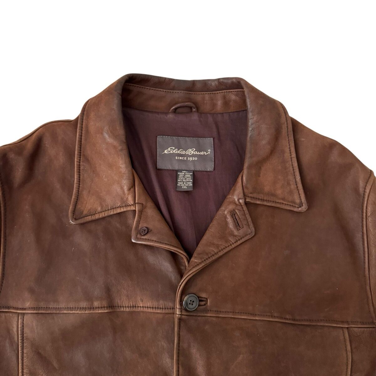 Vintage Eddie Bauer Men's XXL Leather Coat Jacket Brown Vintage Eddie Bauer Men's XXL Leather Coat Jacket Brown