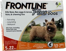 Frontline Plus For Dogs 0-22 Lbs Orange Box 6 Month Flea Tick Prevention GENUINE