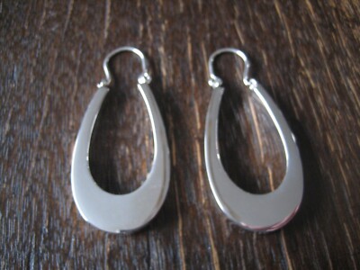 Puristic Sculptural Statement Earrings Creole 925 Silver 3D 5cm NEW