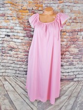 Miss Elaine Pink Flowing Silky Anthron Nylon Nightgown Lace Yoke Soft USA Vtg