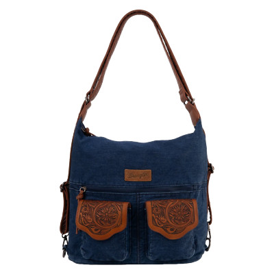 Wrangler Ladies Floral Tooled Navy Denim Hobo Bag WG103-2008NY