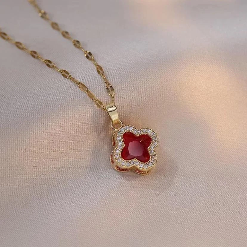 Collar de regalo de cumpleaños de diamantes de imitación de cristal joyería de moda bisutería de acero inoxidable Foto 2 de 4