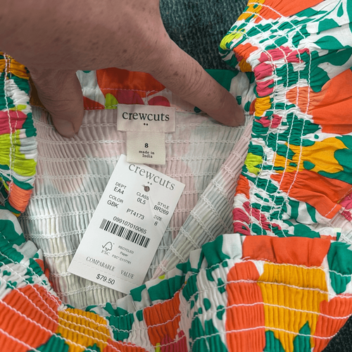 NWT J. Crew Crewcuts Girl Dress 8 Orange Fruit Tiered Ruffle Sleeve Midi Cotton - Picture 8 of 15