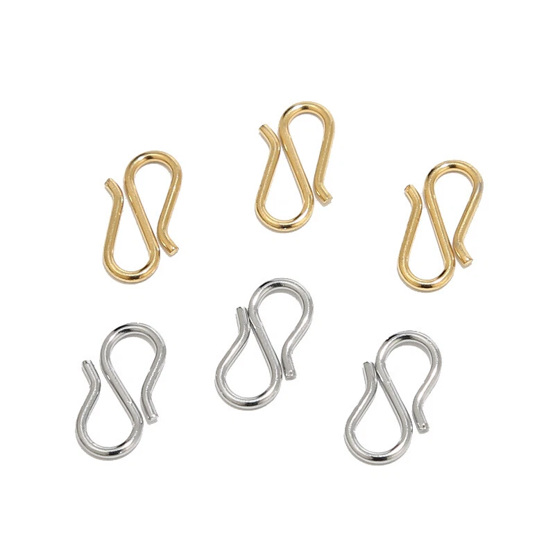 50pcs 316l Gold Stainless Steel S Shape Hook Clasp for Necklace Jewelry  Ends