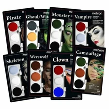 Mehron Tri-Color Character Palettes For SFX/Halloween/Cosplay, Various Styles
