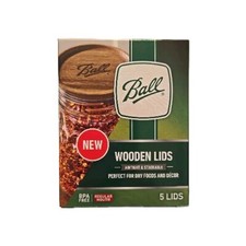 BALL WOODEN LIDS 5 PACK Regular Mouth New In Box