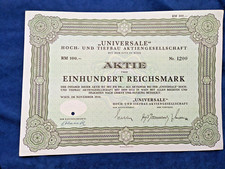 "Universale" Hoch- und Tiefbau AG, Wien Aktie 100 RM 1939