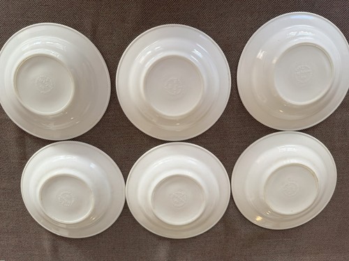6Vtg. Fire King 350 White 9” Flat Rim Restaurant Ware Soup Plates - Picture 4 of 4