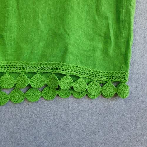 Bellambia Dress Sz Extra Large Green 100% Linen Lace Trim Made In Italy Coastal - Picture 4 of 9