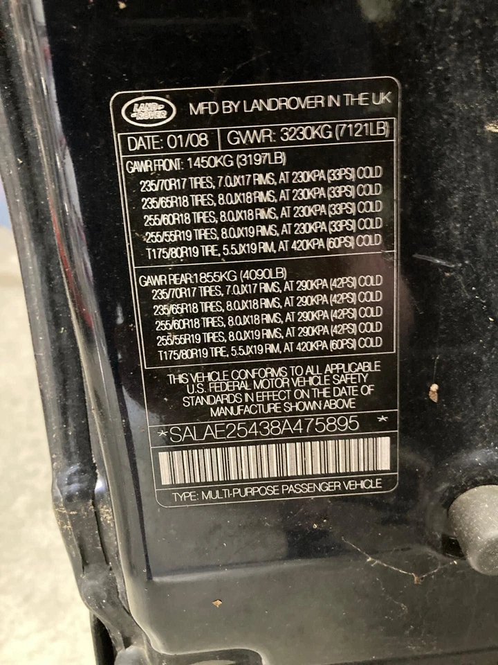 2008 Land Rover LR3 OEM Left Hand Drivers Side Sun Visor Gray 2005-2009 - Imagem 2 de 2