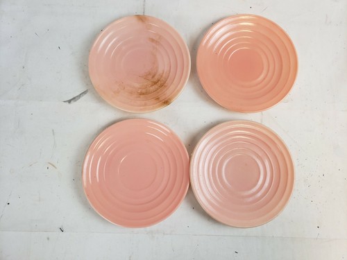 4 Vtg Hazel Atlas Moderntone Glassware Pink Mid Century 6" Small Plates A24 - Picture 3 of 4