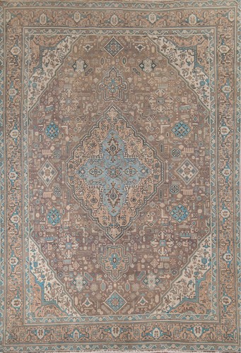 Brown Over-Dyed Living Room Area Rug 8x11 Traditional Hand-made Vintage Carpet