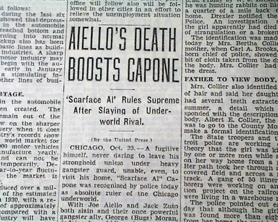JOE AIELLO Mob Mafia Boss Al Scarface Capone Rival Chicago MURDER 1930 Newspaper
