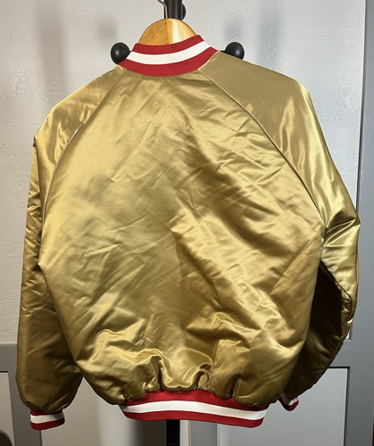 Vintage San Francisco 49ers Gold Thermal Satin Bomber Jacket - Picture 7 of 9